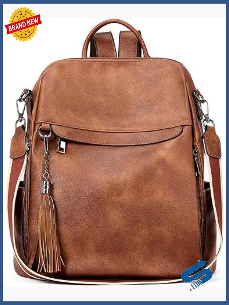 Pu Leather Anti Theft Travel Backpack Purse With Tassel Large Capacity
